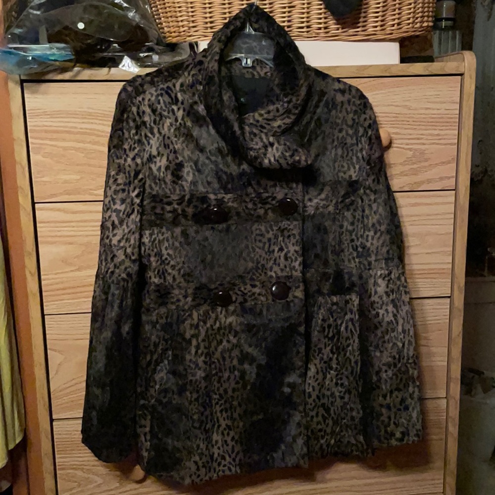 Faux Fur Animal Print Jacket XL
